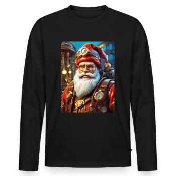 Père Noël steampunk 1.5 - T-shirt manches longues Premium bio Homme - noir - Devant - Nico (187cm)