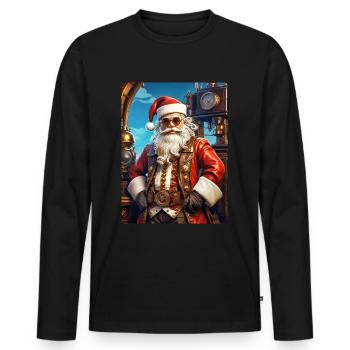 Père Noël steampunk 1.14 - T-shirt manches longues Premium bio Homme - noir - Devant - Nico (187cm)