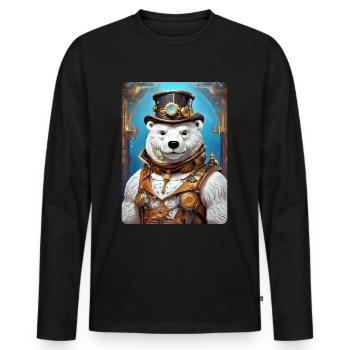 Steampunk Ice Bear 1.4 - Men's Premium Organic Long Sleeve Shirt - black - Front - Nico (187cm)