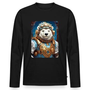 Ours de glace steampunk 1.6 - T-shirt manches longues Premium bio Homme - noir - Devant - Nico (187cm)