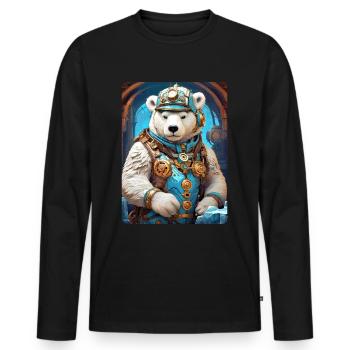 Ours de glace steampunk 1.2 - T-shirt manches longues Premium bio Homme - noir - Devant - Nico (187cm)