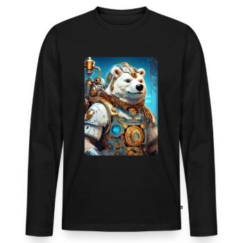 Ours de glace steampunk 1.10 - T-shirt manches longues Premium bio Homme - noir - Devant - Nico (187cm)