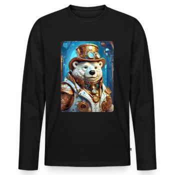 Steampunk Ice Bear 1.17 - Men's Premium Organic Long Sleeve Shirt - black - Front - Nico (187cm)