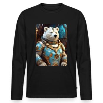 Steampunk Ice Bear 1.5 - Men's Premium Organic Long Sleeve Shirt - black - Front - Nico (187cm)