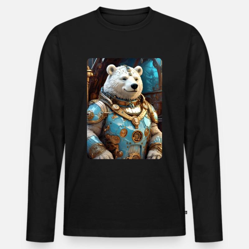 Steampunk Eisbear 1.5 - Männer Premium Bio Langarmshirt - Schwarz