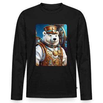 Ours de glace steampunk 1.12 - T-shirt manches longues Premium bio Homme - noir - Devant - Nico (187cm)