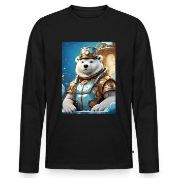 Steampunk Eisbear 1.14 - Männer Premium Bio Langarmshirt - Schwarz - Vorne - Nico (187cm)