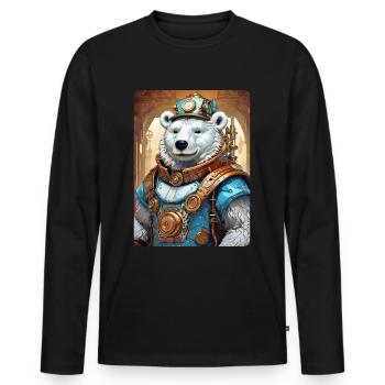 Steampunk Eisbear 1.20 - Männer Premium Bio Langarmshirt - Schwarz - Vorne - Nico (187cm)