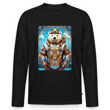 Ours de glace steampunk 1.16 - T-shirt manches longues Premium bio Homme - noir - Devant - Nico (187cm)
