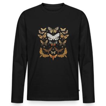 Motten Arten Nachtfalter Motte - Männer Premium Bio Langarmshirt - Schwarz - Vorne - Nico (187cm)