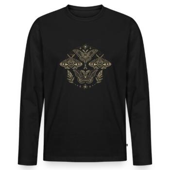 Motte Goth Motten Mystisch - Männer Premium Bio Langarmshirt - Schwarz - Vorne - Nico (187cm)