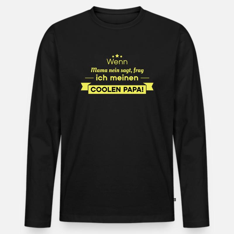 Cooler Papa Spruch - Männer Premium Bio Langarmshirt - Schwarz