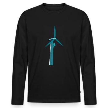 Wind Power Climbing Wind Wind Energy - Men's Premium Organic Long Sleeve Shirt - black - Front - Nico (187cm)