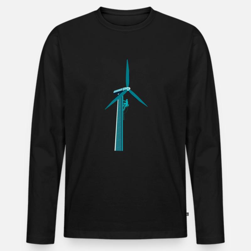 Windpower Klettern Wind Windenergie - Männer Premium Bio Langarmshirt - Schwarz