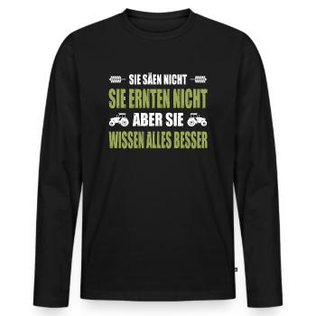 Sie Säen Nicht Sie Ernten Nicht Landwirt Demo - Männer Premium Bio Langarmshirt - Schwarz - Vorne - Nico (187cm)