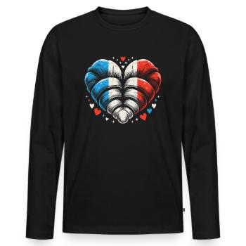 Français Croissant Art - cadeau drôle - T-shirt manches longues Premium bio Homme - noir - Devant - Nico (187cm)