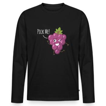 Choisissez-moi ! Raisins Vin Amateurs de vin - T-shirt manches longues Premium bio Homme - noir - Devant - Nico (187cm)