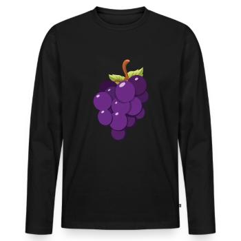 Cartoon Raisins Vin Amateur De Vin - T-shirt manches longues Premium bio Homme - noir - Devant - Nico (187cm)
