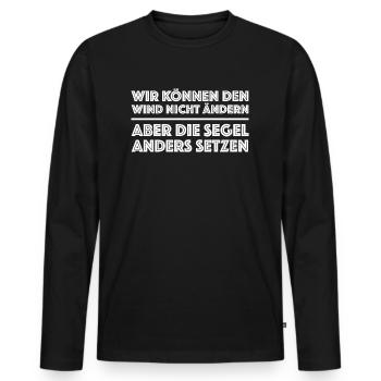 Du selbst bestimmst deinen Erfolg | Motivation - Männer Premium Bio Langarmshirt - Schwarz - Vorne - Nico (187cm)