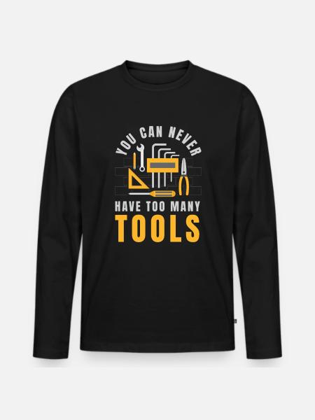 Too Many Tools Werkzeug Handwerker - Männer Premium Bio Langarmshirt - Schwarz
