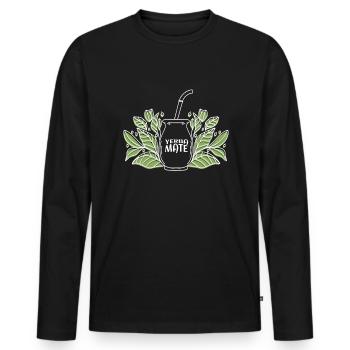 Yerba Mate Tea Drinker - Men's Premium Organic Long Sleeve Shirt - black - Front - Nico (187cm)
