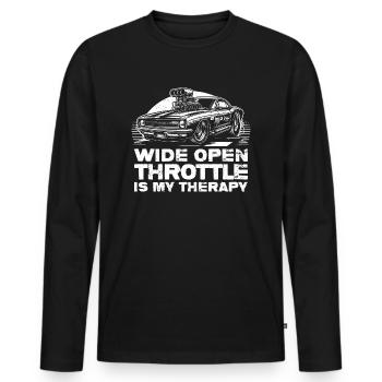 Wide Open Throttle - Therapy for Motorsport Fans - Men's Premium Organic Long Sleeve Shirt - black - Front - Nico (187cm)