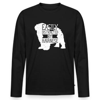 Facilement distrait par le bichon havanais Havaneser maman papa faire - T-shirt manches longues Premium bio Homme - noir - Devant - Nico (187cm)