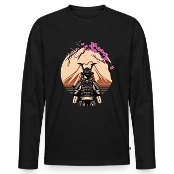 Samurai Fuji Japan Fighter Japanese - Men's Premium Organic Long Sleeve Shirt - black - Front - Nico (187cm)