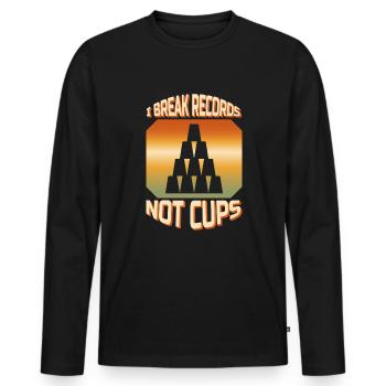I Break Records Not Cups Cup Stacking - Männer Premium Bio Langarmshirt - Schwarz - Vorne - Nico (187cm)