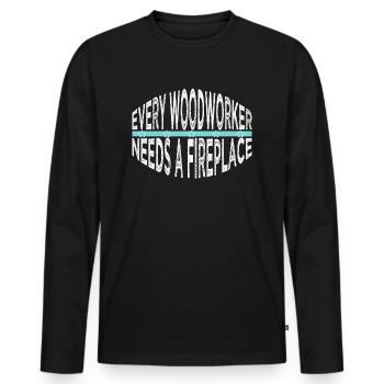 job proud carpenter skull tshirts - Männer Premium Bio Langarmshirt - Schwarz - Vorne - Nico (187cm)