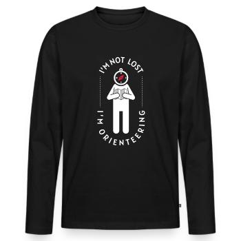 Orienteering I ́M Not Lost Orientation - Men's Premium Organic Long Sleeve Shirt - black - Front - Nico (187cm)
