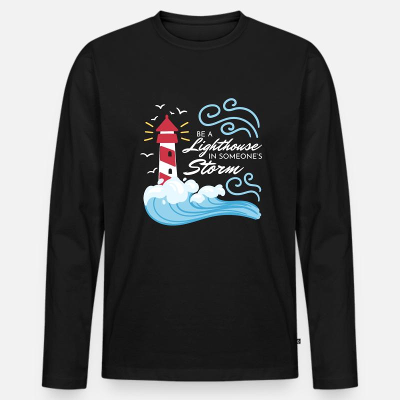 Be A Lighthouse Leuchtturm - Männer Premium Bio Langarmshirt - Schwarz