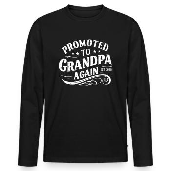 Promoted to grandpa again 2025 - Männer Premium Bio Langarmshirt - Schwarz - Vorne - Nico (187cm)