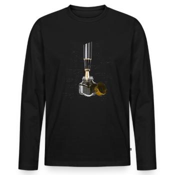 Ink & Fountain Pen Fountain Pen - Men's Premium Organic Long Sleeve Shirt - black - Front - Nico (187cm)