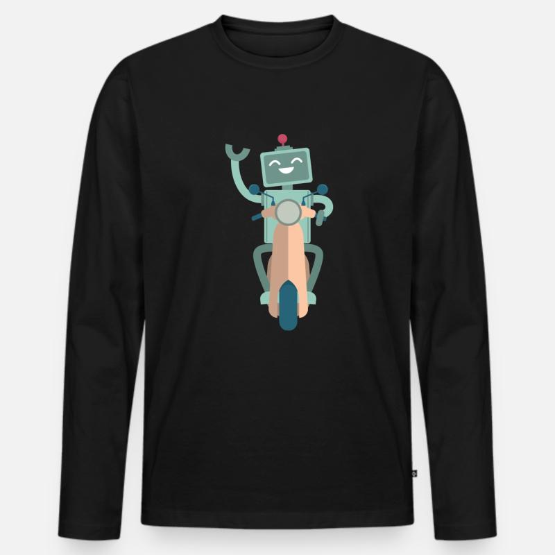 Süßer Roboter Robotik Technik - Männer Premium Bio Langarmshirt - Schwarz
