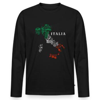 Italien Karte Italiener Italienisch - Männer Premium Bio Langarmshirt - Schwarz - Vorne - Nico (187cm)