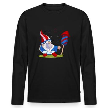Liebenswerter Gnome Feuerwerk Amerika - Männer Premium Bio Langarmshirt - Schwarz - Vorne - Nico (187cm)