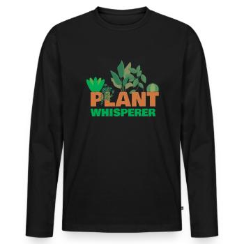 Plant Whisperer Plants Potted Plant - Men's Premium Organic Long Sleeve Shirt - black - Front - Nico (187cm)