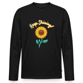 Keep Shining Sunflower Fleuriste Fleurs - T-shirt manches longues Premium bio Homme - noir - Devant - Nico (187cm)