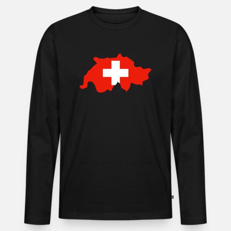 Schweiz - Männer Premium Bio Langarmshirt - Schwarz