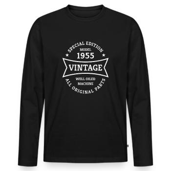 70ème Anniversaire Millésime 1955 Cru 70 Ans - T-shirt manches longues Premium bio Homme - noir - Devant - Nico (187cm)
