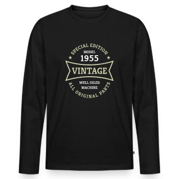 70e anniversaire millésime 1955 millésime 70 ans - T-shirt manches longues Premium bio Homme - noir - Devant - Nico (187cm)