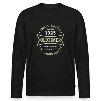 100e anniversaire vintage 1925 voiture classique 100 ans - T-shirt manches longues Premium bio Homme - noir - Devant - Nico (187cm)
