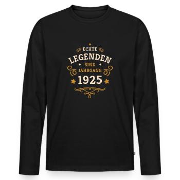 100e anniversaire De vraies légendes sont nées en 1925 - T-shirt manches longues Premium bio Homme - noir - Devant - Nico (187cm)