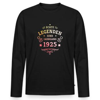 100e anniversaire De vraies légendes sont nées en 1925 - T-shirt manches longues Premium bio Homme - noir - Devant - Nico (187cm)