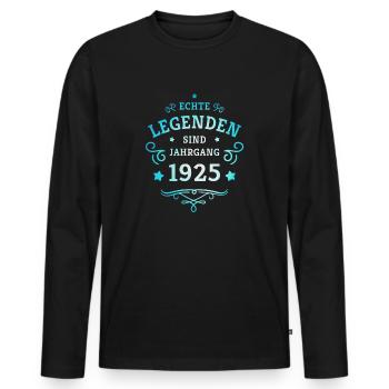100e anniversaire De vraies légendes sont nées en 1925 - T-shirt manches longues Premium bio Homme - noir - Devant - Nico (187cm)