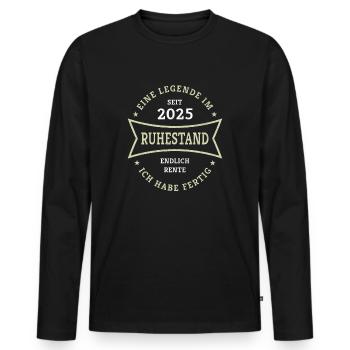 Retirement 2025 Finally Pension Gift for Pensioners - Men's Premium Organic Long Sleeve Shirt - black - Front - Nico (187cm)