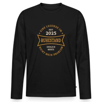 Retirement 2025 Finally Pension Gift for Pensioners - Men's Premium Organic Long Sleeve Shirt - black - Front - Nico (187cm)