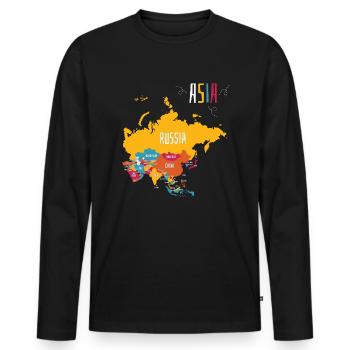 Colorful Map of Asia - Men's Premium Organic Long Sleeve Shirt - black - Front - Nico (187cm)