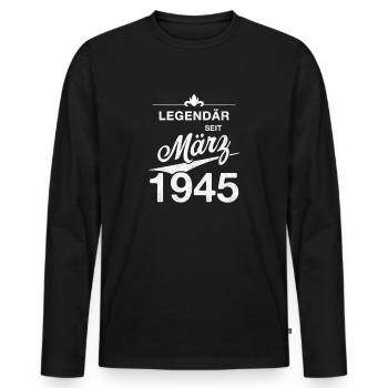 80th Birthday Legendary March 1945 Volume 45 - Men's Premium Organic Long Sleeve Shirt - black - Front - Nico (187cm)